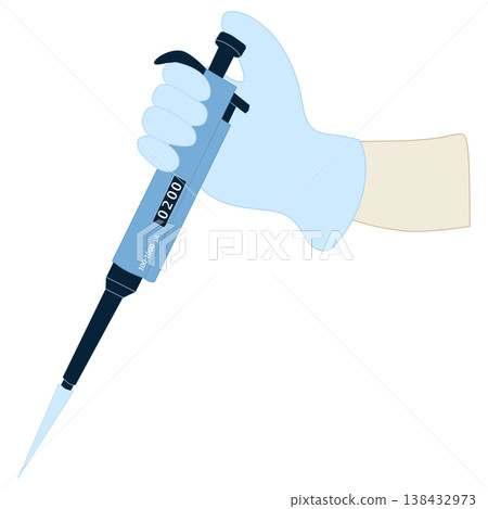Hand Holding a Micropipette for Laboratory Research 138432973