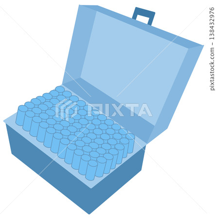 Illustration of a Full Blue Micropipette Tip Box for Laboratory Use 138432976