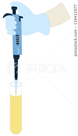 Hand Using Micropipette to Transfer Liquid Sample in Test Tube Hand Using Micropipette to Transfer Liquid Sample in Test Tube 138432977