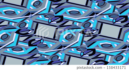 High end seamless geometric background in cyan and navy. Perfect for luxury textiles, tech branding, modern wallpapers, and commercial web design. High end seamless geometric background in cyan and navy. Perfect for luxury textiles, tech branding, modern wallpapers, and commercial web design. 138433171