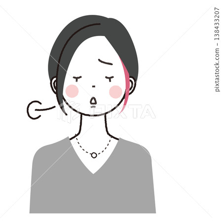 一位留著齊耳短髮、髮尾挑染的女子重重地嘆了口氣。 138433207