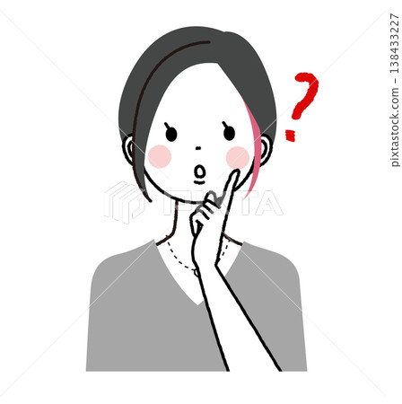 一位留著齊耳短髮並挑染了內層頭髮的女士；另一位女士表情困惑，陷入沉思。 138433227