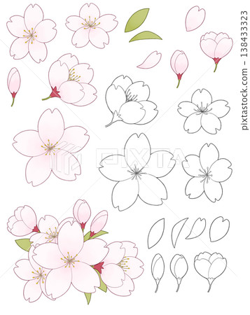 柔和色調的櫻花插圖 柔和色調的櫻花插圖 138433323