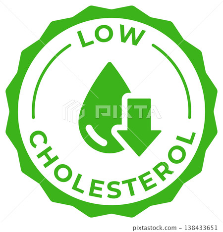 Low cholesterol label vector icon illustration for product package. Zero cholesterol green logo, symbol, badge, tag or emblem isolated. Trans fat free stamp, seal, sticker, mark or tag. Low cholesterol label vector icon illustration for product package. Zero cholesterol green logo, symbol, badge, tag or emblem isolated. Trans fat free stamp, seal, sticker, mark or tag. 138433651