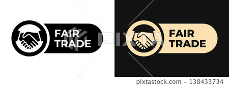 Premium Fair Trade label vector design for your company. Business partnership deal icon gold illustration, logo, symbol, sign, stamp, tag, emblem, mark or seal for package. Handshake sticker. Premium Fair Trade label vector design for your company. Business partnership deal icon gold illustration, logo, symbol, sign, stamp, tag, emblem, mark or seal for package. Handshake sticker. 138433734