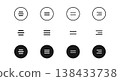 Hamburger menu buttons vector icon set. Web or mobile app navigation interface simple line signs. Website or application creative UI design elements isolated. Circle outline burger menu. 138433738