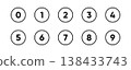 Round number buttons symbols icon set. Digit circle black signs. Phone interface illustration isolated. Simple 1, 2, 3, 4, 5, 6, 7, 8, 9, 0 count design for web or mobile app. 138433743
