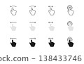 Swipe vector icon set. Left, right and click hand gesture illustration. Drag and move arrow sign. Touch, slide, scroll and tap pointer symbol. Advertising action swipe button for web or app interface 138433746