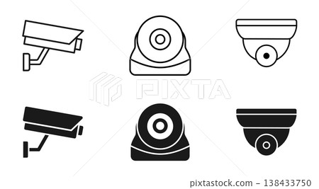 CCTV cameras icon set. Home security guard system vector illustration isolated. Surveillance symbol. Video cam silhouette isolated. Protection and private safety control. CCTV cameras icon set. Home security guard system vector illustration isolated. Surveillance symbol. Video cam silhouette isolated. Protection and private safety control. 138433750