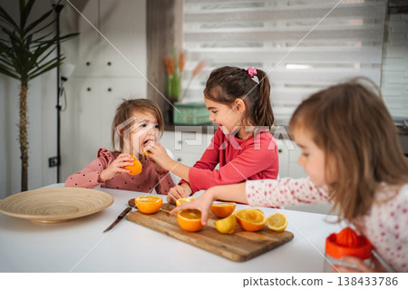Children learning about healthy eating and fresh fruit Children learning about healthy eating and fresh fruit 138433786