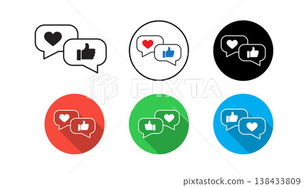 Social Media Chat Icons Set With Like and Heart Message Bubbles Flat Colorful Vector Symbols Social Media Chat Icons Set With Like and Heart Message Bubbles Flat Colorful Vector Symbols 138433809