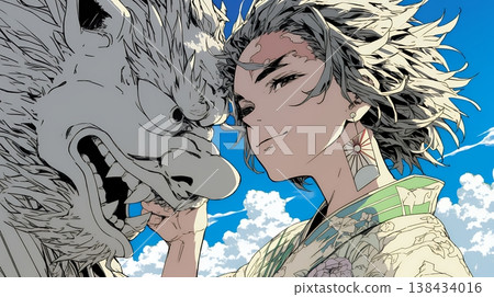 A world where humans and supernatural beings coexist | A fantasy concept image symbolizing conflict and harmony, and diversity. A world where humans and supernatural beings coexist | A fantasy concept image symbolizing conflict and harmony, and diversity. 138434016