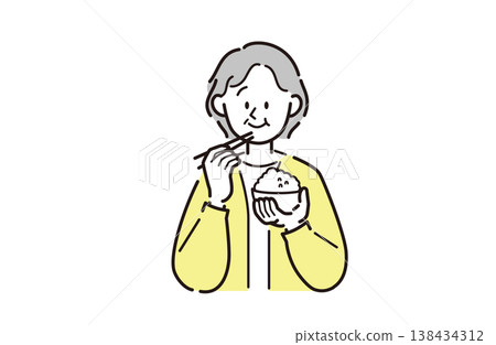 Senior woman eating a meal Senior woman eating a meal 138434312