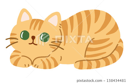 Cute vector illustration of a tabby cat sitting in a loaf position. Cute vector illustration of a tabby cat sitting in a loaf position. 138434481