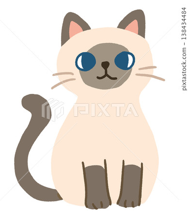 Cute vector illustration of a sitting Siamese cat 138434484