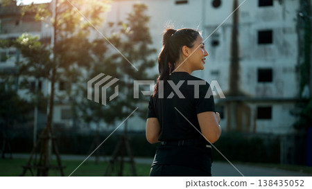 Woman enjoying calm wellness moment in nature Woman enjoying calm wellness moment in nature 138435052