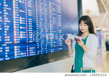 一名女子正在機場觀看電子顯示器(照片由關西國際機場(KIX)提供) 一名女子正在機場觀看電子顯示器(照片由關西國際機場(KIX)提供) 138435214