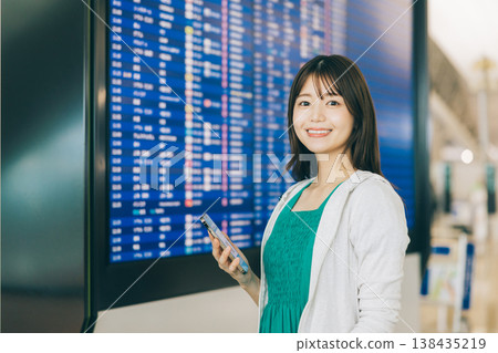 一名女子正在機場觀看電子顯示器(照片由關西國際機場(KIX)提供) 一名女子正在機場觀看電子顯示器(照片由關西國際機場(KIX)提供) 138435219