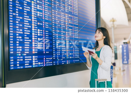 一名女子正在機場觀看電子顯示器(照片由關西國際機場(KIX)提供) 一名女子正在機場觀看電子顯示器(照片由關西國際機場(KIX)提供) 138435300