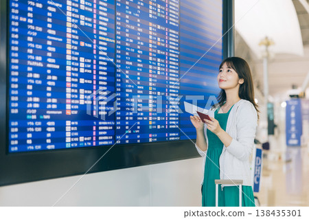 一名女子正在機場觀看電子顯示器(照片由關西國際機場(KIX)提供) 一名女子正在機場觀看電子顯示器(照片由關西國際機場(KIX)提供) 138435301