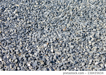 A background texture of gray gravel and crushed stone. A background texture of gray gravel and crushed stone. 138435634
