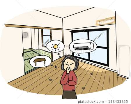 一位女士在搬出房屋後,正苦惱於如何將房屋恢復到原狀。 一位女士在搬出房屋後,正苦惱於如何將房屋恢復到原狀。 138435835