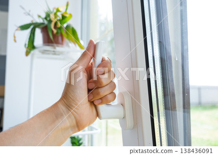 Plastic window ajar for micro-ventilation, privacy handle, draft protection, fresh air, sound insulation, reliable hardware, business-quality installation. 138436091