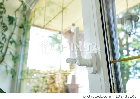 Modern window with anti-vandal handle and decorative double glazing, effective airing, low noise, low draft, simple care, reliable installation and business service. 138436103