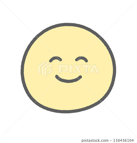笑臉表情符號 - 一個簡單可愛的黑色手寫線條圖標，表達快樂和幸福的情緒。 138436104