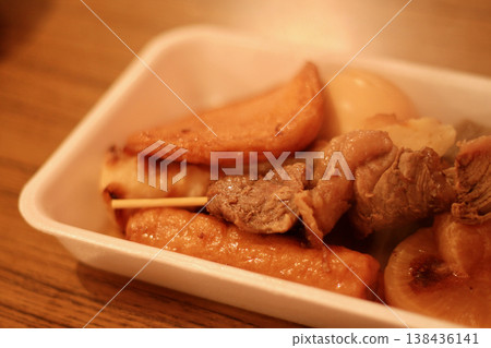 Convenience store oden assortment: Beef tendon and fish cakes - a winter staple. Convenience store oden assortment: Beef tendon and fish cakes - a winter staple. 138436141