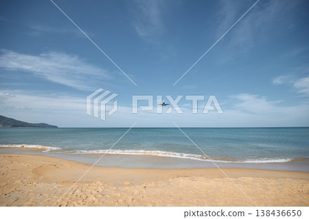 A huge passenger plane is landing in airport of Phuket, Thailand, a bottom view  138436650