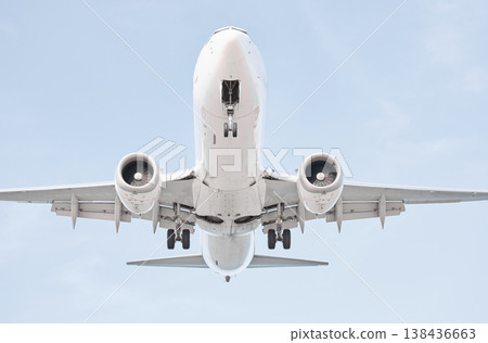 A huge passenger plane is landing in airport of Phuket, Thailand, a bottom view A huge passenger plane is landing in airport of Phuket, Thailand, a bottom view 138436663