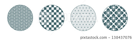 Japanese Traditional Pattern Seamless Washi Paper Style Background Pattern Set 138437076