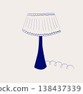 Cute hand drawn blue table lamp with lampshade in minimal doodle childish style.  138437339