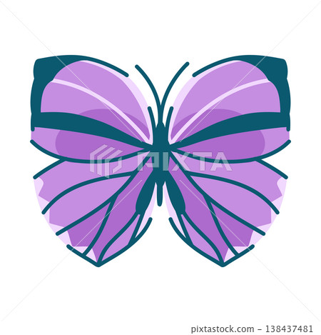 Amatuxidia bicolor in purple, a butterfly from Southeast Asia on white 138437481