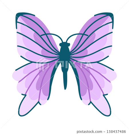 Indian Nyctalemon, butterfly in fantasy purple color isolated on white 138437486