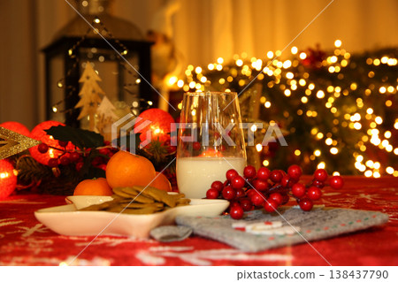 Magical Christmas Night With Milk Cookies And Twinkling Lights 138437790