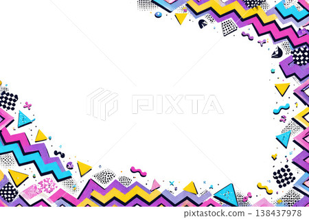 An abstract frame of geometric shapes in the style of the 80s. An abstract frame of geometric shapes in the style of the 80s. 138437978