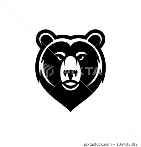 A bold black and white vector logo featuring the angry or roaring face of a bear, perfect for a sports team mascot, brand identity, or wildlife theme. A bold black and white vector logo featuring the angry or roaring face of a bear, perfect for a sports team mascot, brand identity, or wildlife theme. 138438392