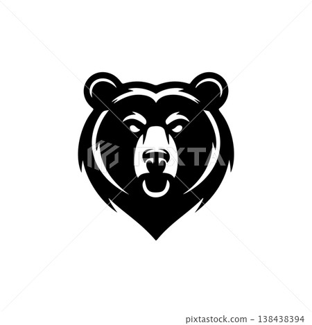 A bold black and white vector logo featuring the angry or roaring face of a bear, perfect for a sports team mascot, brand identity, or wildlife theme. A bold black and white vector logo featuring the angry or roaring face of a bear, perfect for a sports team mascot, brand identity, or wildlife theme. 138438394