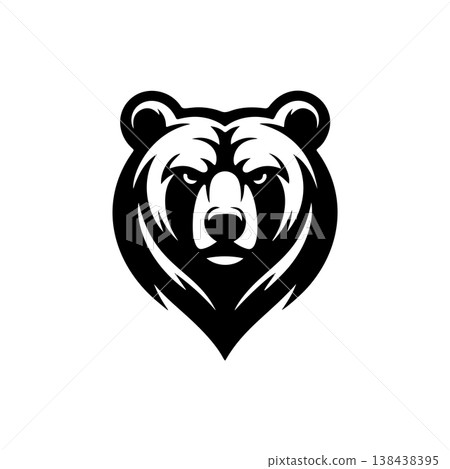 A bold black and white vector logo featuring the angry or roaring face of a bear, perfect for a sports team mascot, brand identity, or wildlife theme. A bold black and white vector logo featuring the angry or roaring face of a bear, perfect for a sports team mascot, brand identity, or wildlife theme. 138438395