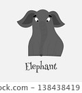 Vector illustration with A gray elephant. A friendly elephant with big eyes. 138438419