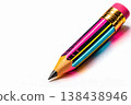 Bright decorative pencil on a light background. Space for text. 138438946