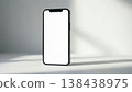 Minimal phone mockup with blank screen on backdrop 138438975