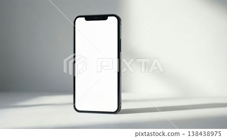 Minimal phone mockup with blank screen on backdrop 138438975