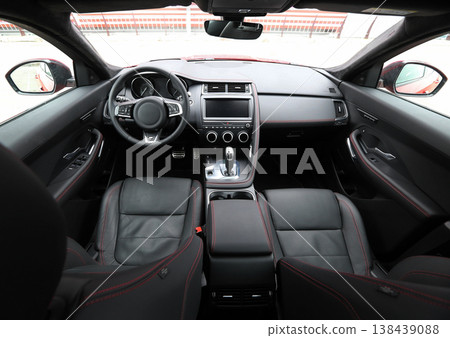 Top point of view on premium car leather upholstery interior Top point of view on premium car leather upholstery interior 138439088