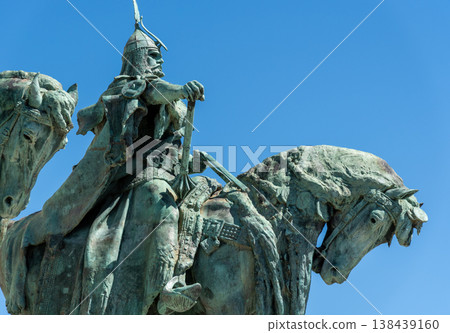 Millennium Monument with statues featuring Hungarian national leaders on the Heroes Square in Budapest, Hungary Millennium Monument with statues featuring Hungarian national leaders on the Heroes Square in Budapest, Hungary 138439160