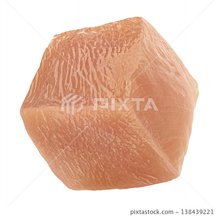 Raw chicken fillet cube isolated on white background, full depth of field 138439221