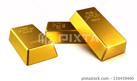 Gold bars isolated on white background. Gold bars isolated on white background. 138439400