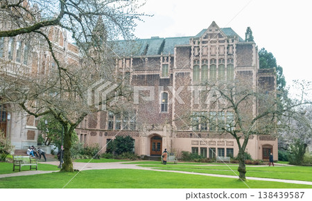 University of Washington, Seattle, Washington State, USA 03-16-2025 - There are historical buildings and symbols on the university grounds. University of Washington, Seattle, Washington State, USA 03-16-2025 - There are historical buildings and symbols on the university grounds. 138439587